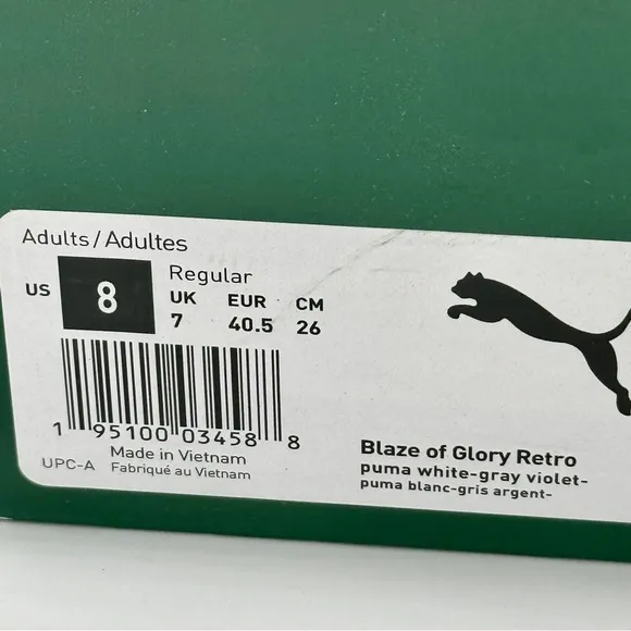 NWT Puma Blaze of Glory Retro white Sneakers Leather shoes teal accents NEW