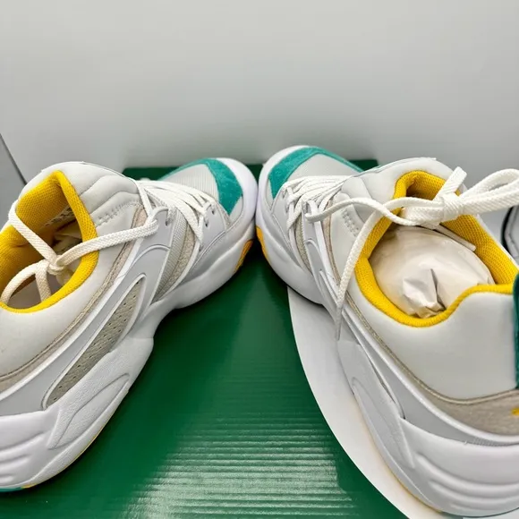 NWT Puma Blaze of Glory Retro white Sneakers Leather shoes teal accents NEW