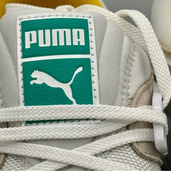 NWT Puma Blaze of Glory Retro white Sneakers Leather shoes teal accents NEW