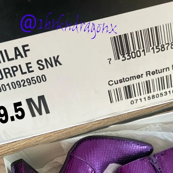 NWT Purple Holographic Snake Sparkle Shimmer Leather Bootie Party Boot Bootie