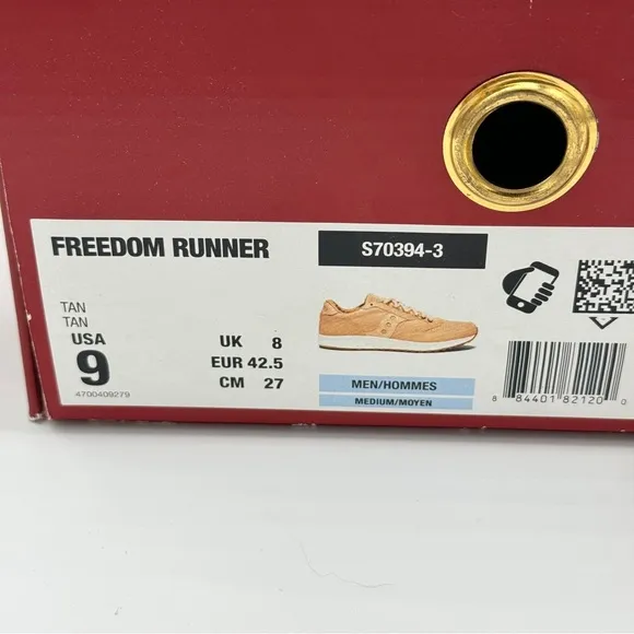 NWT Saucony Originals Freedom Runner Deluxe Tan ALL Leather Mens Brown Sneakers