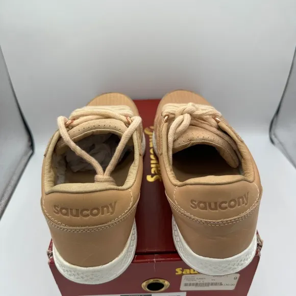 NWT Saucony Originals Freedom Runner Deluxe Tan ALL Leather Mens Brown Sneakers