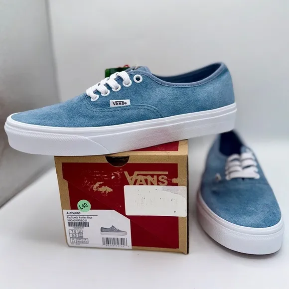 NWT Vans Authentic Low Top Sneakers in Blue Ashley Pig Suede Leather​