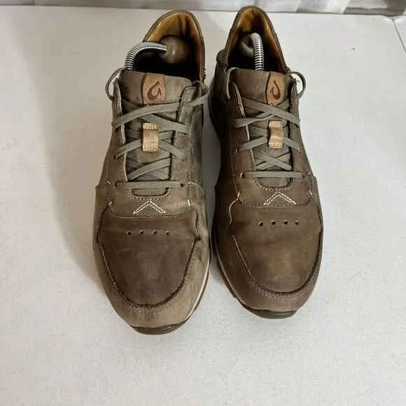 Olukai huaka'i li Mens Size 10 Brown Leather Lace Up Sneakers