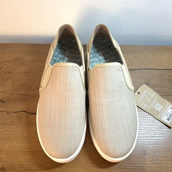 Olukai Ki'Ihele 'Ili Beige Leather Shoes Sneakers Women's Size 8 NWT - No Box