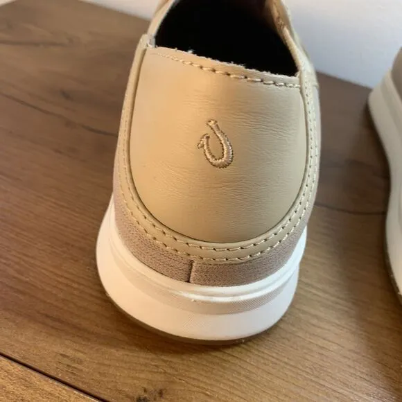 Olukai Ki'Ihele 'Ili Beige Leather Shoes Sneakers Women's Size 8 NWT - No Box