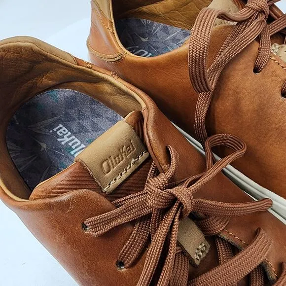 OluKai LAE' AHI LI 'ILI Sneaker Men 9.5 Brown Leather Drop In Heal Low Top 10455