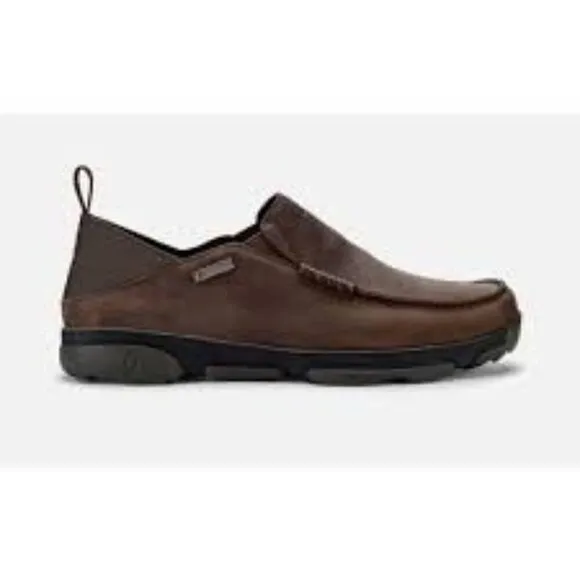 OluKai NA'I Loafers Espresso Brown Leather Waterproof Slip-On Waterproof Shoes