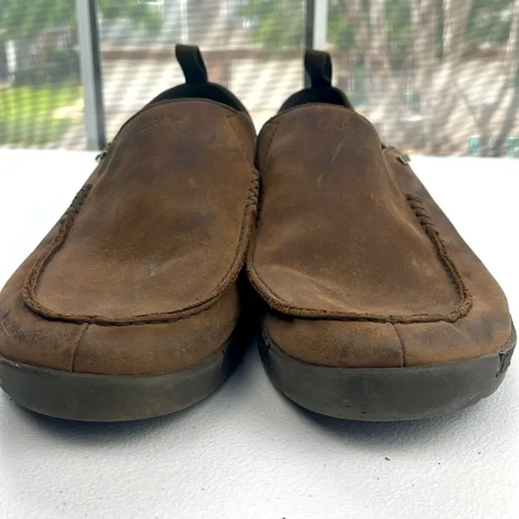 OluKai NA'I Loafers Espresso Brown Leather Waterproof Slip-On Waterproof Shoes