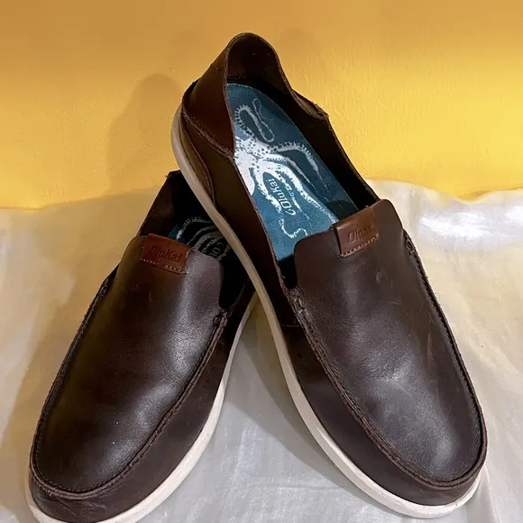OluKai Nalukai Slip-On shoes men’s 8 leather causal loafer - drop heel