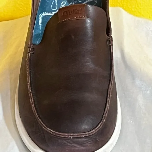 OluKai Nalukai Slip-On shoes men’s 8 leather causal loafer - drop heel