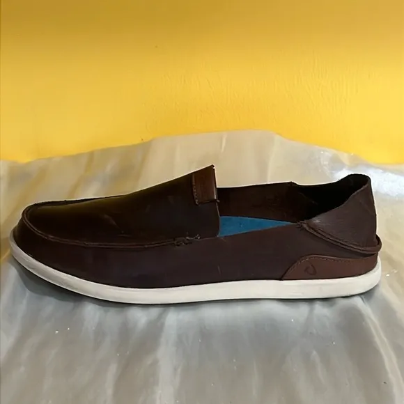 OluKai Nalukai Slip-On shoes men’s 8 leather causal loafer - drop heel