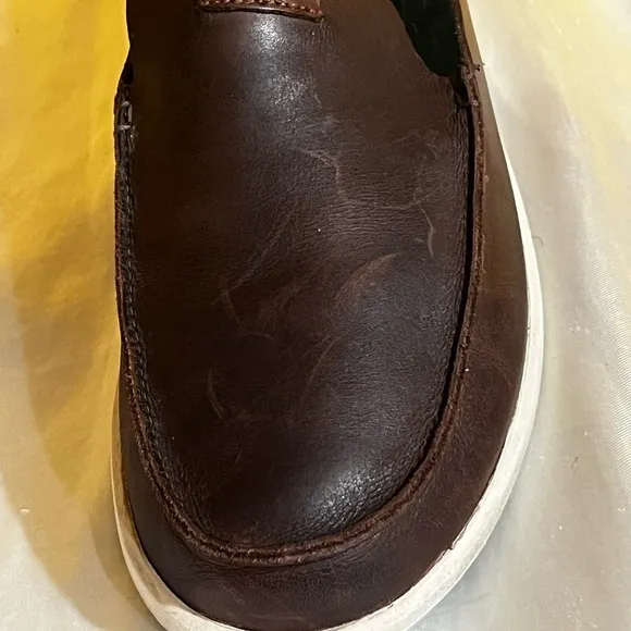 OluKai Nalukai Slip-On shoes men’s 8 leather causal loafer - drop heel