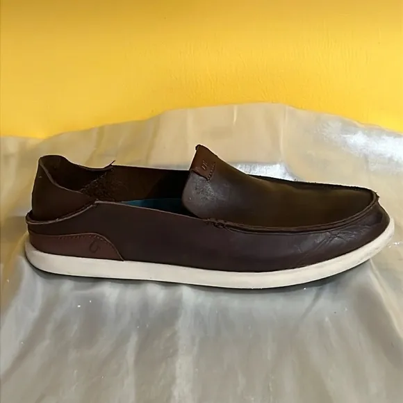 OluKai Nalukai Slip-On shoes men’s 8 leather causal loafer - drop heel