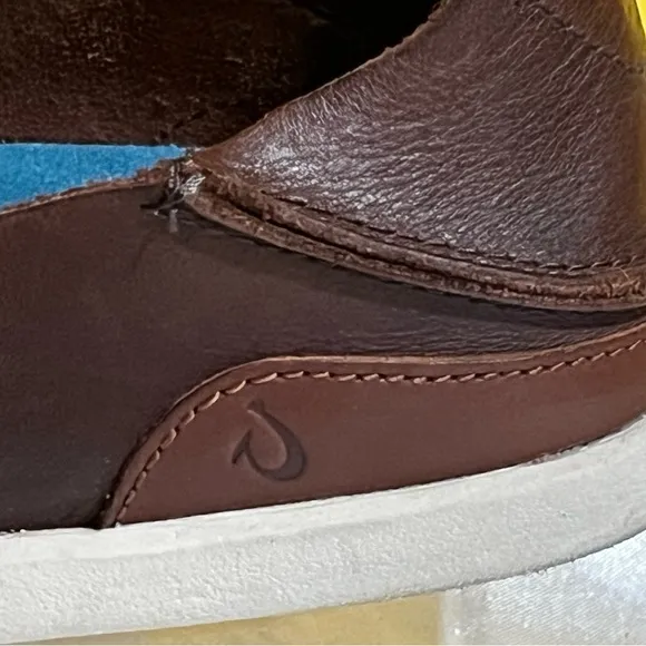 OluKai Nalukai Slip-On shoes men’s 8 leather causal loafer - drop heel