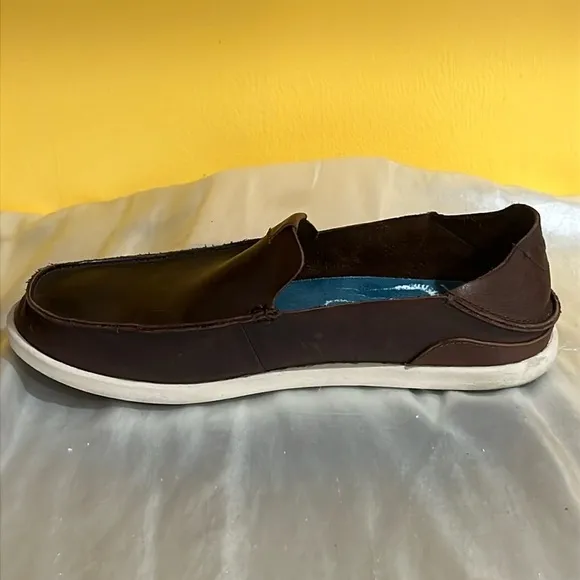 OluKai Nalukai Slip-On shoes men’s 8 leather causal loafer - drop heel