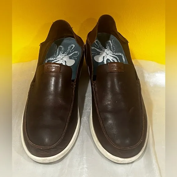 OluKai Nalukai Slip-On shoes men’s 8 leather causal loafer - drop heel