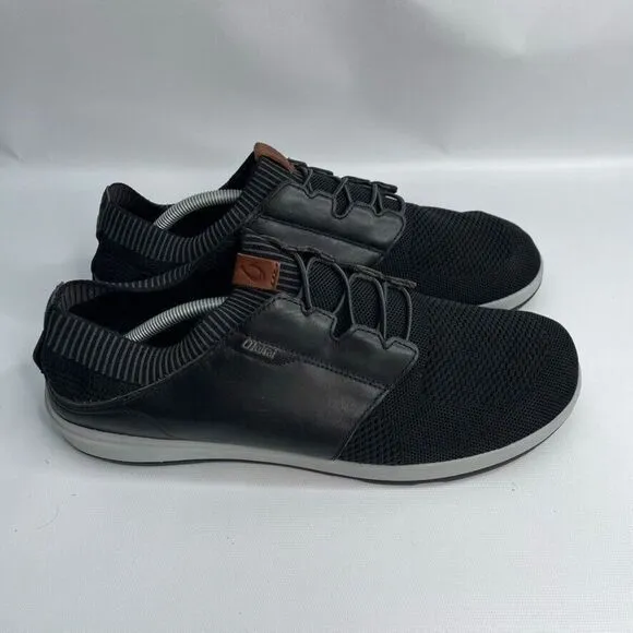Olukai Makia Ulana Kai Black  Leather Sneaker‎ Size 13