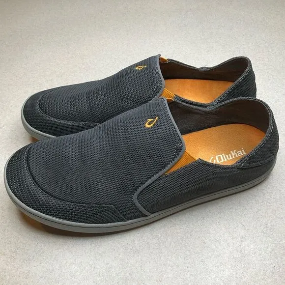 Olukai Nohea Mesh Boat Shoe 11.5 Dark Shadows Gray