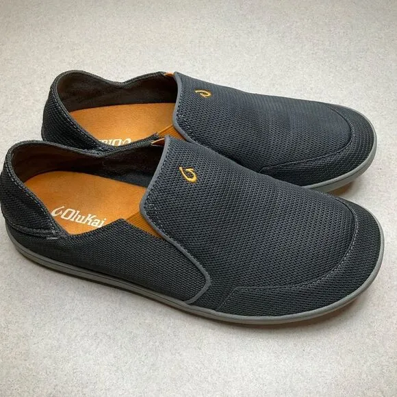 Olukai Nohea Mesh Boat Shoe 11.5 Dark Shadows Gray