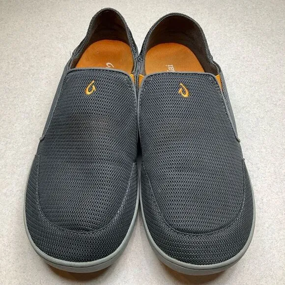 Olukai Nohea Mesh Boat Shoe 11.5 Dark Shadows Gray