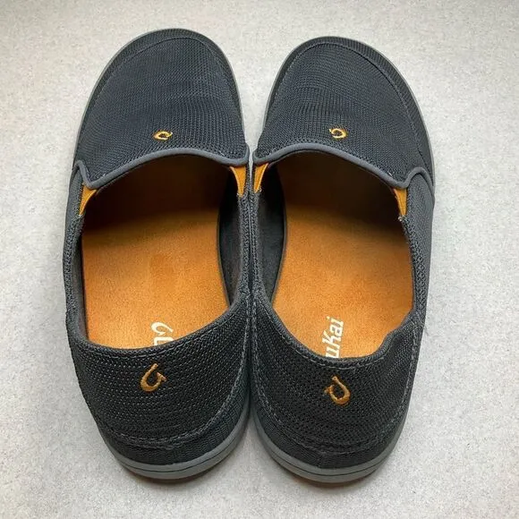 Olukai Nohea Mesh Boat Shoe 11.5 Dark Shadows Gray
