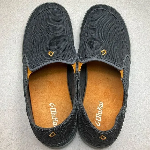 Olukai Nohea Mesh Boat Shoe 11.5 Dark Shadows Gray