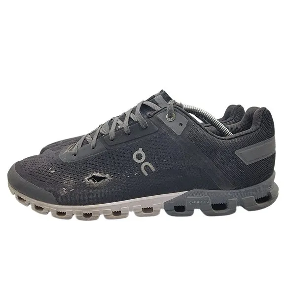 On CloudFlow Mens Size 12 Black Running Athletic Shoes Comfort Low Top