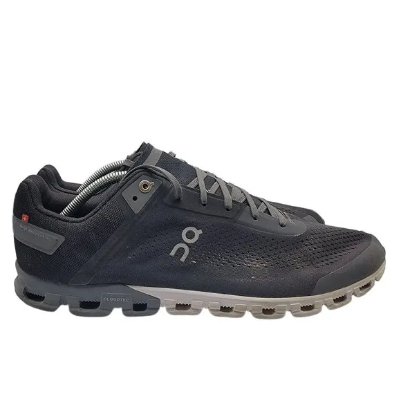 On CloudFlow Mens Size 12 Black Running Athletic Shoes Comfort Low Top