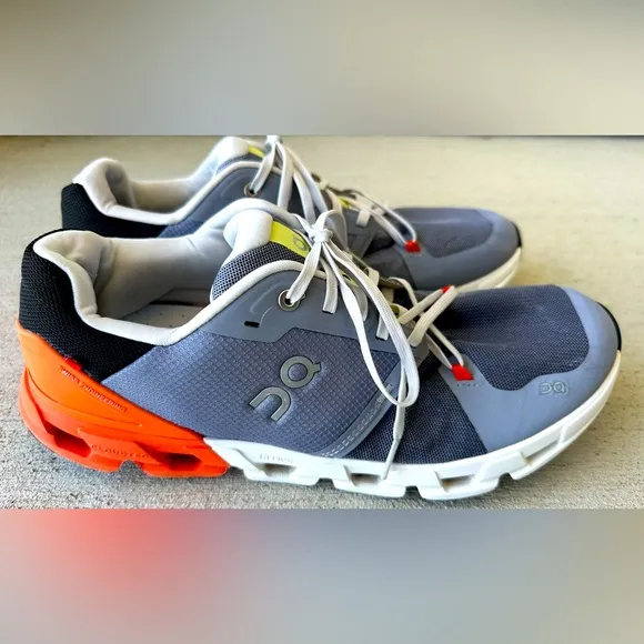 ON Cloudflyer 4 Fossil/Grey Flame/Orange Running Shoes Men’s Size 11.5 VGC Clean