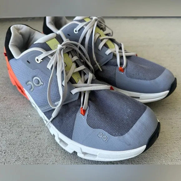 ON Cloudflyer 4 Fossil/Grey Flame/Orange Running Shoes Men’s Size 11.5 VGC Clean