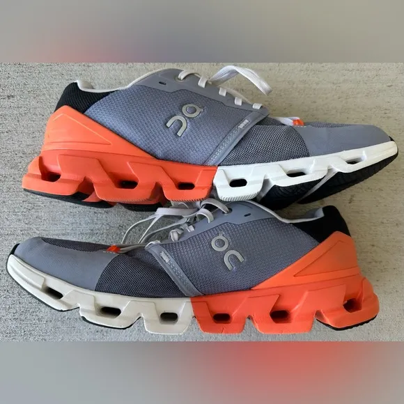 ON Cloudflyer 4 Fossil/Grey Flame/Orange Running Shoes Men’s Size 11.5 VGC Clean