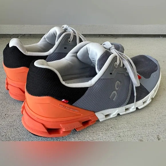 ON Cloudflyer 4 Fossil/Grey Flame/Orange Running Shoes Men’s Size 11.5 VGC Clean