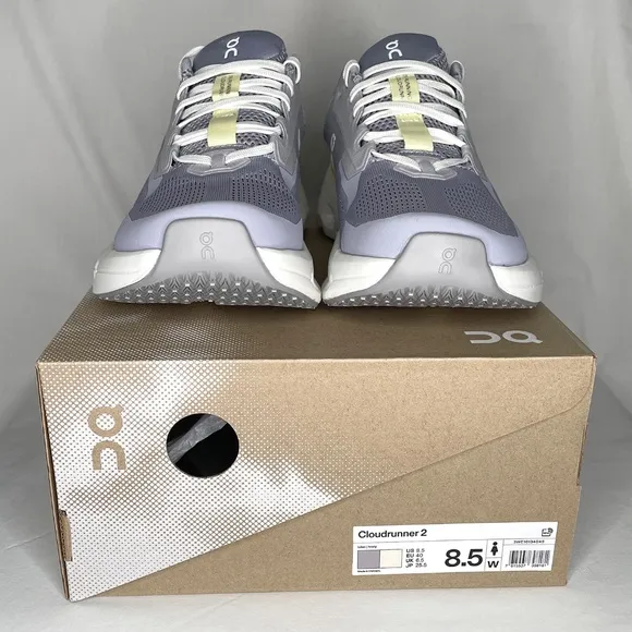 On Cloudrunner 2 Women’s 8.5 Lilac and Ivory Running Shoes