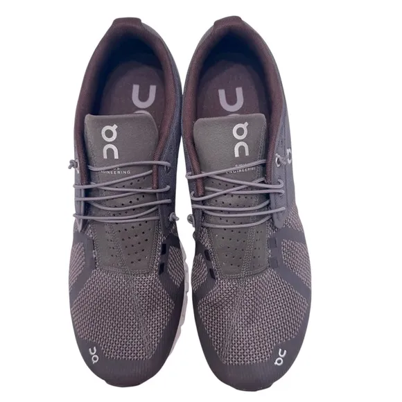 ON Men's Cloud Running Sneakers in Pebble Raisin Swiss Engineering Shoes US 12