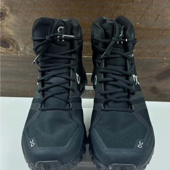 On Men's Cloudrock 2 Waterproof Black Hiking Boots Shoes Size US 7 EUC