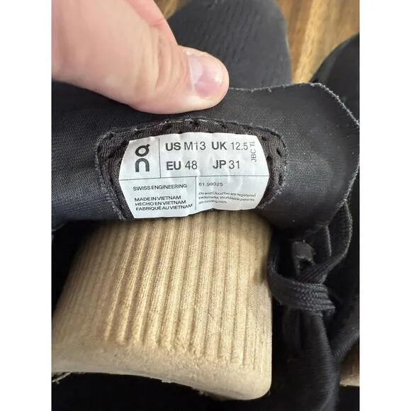 On Running Cloudmonster Black Size 13
