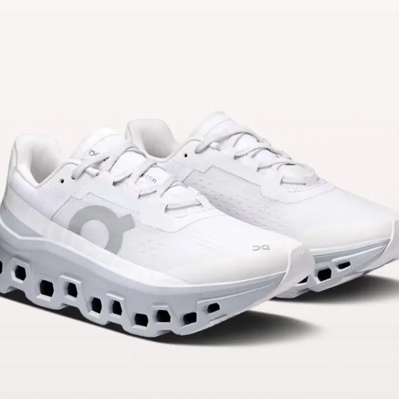 On Women's Cloudmonster Shoes, White/Glacier