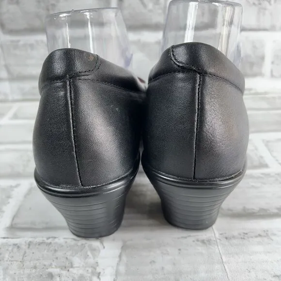 Orthofeet Lilly Women's Size 8.5 Wide Black Leather Bioheels Max Comfort Shoes