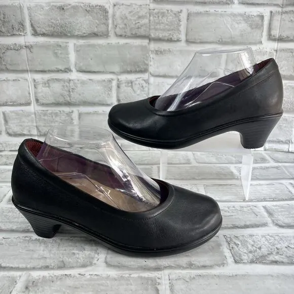 Orthofeet Lilly Women's Size 8.5 Wide Black Leather Bioheels Max Comfort Shoes