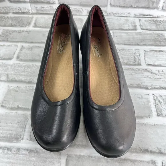 Orthofeet Lilly Women's Size 8.5 Wide Black Leather Bioheels Max Comfort Shoes