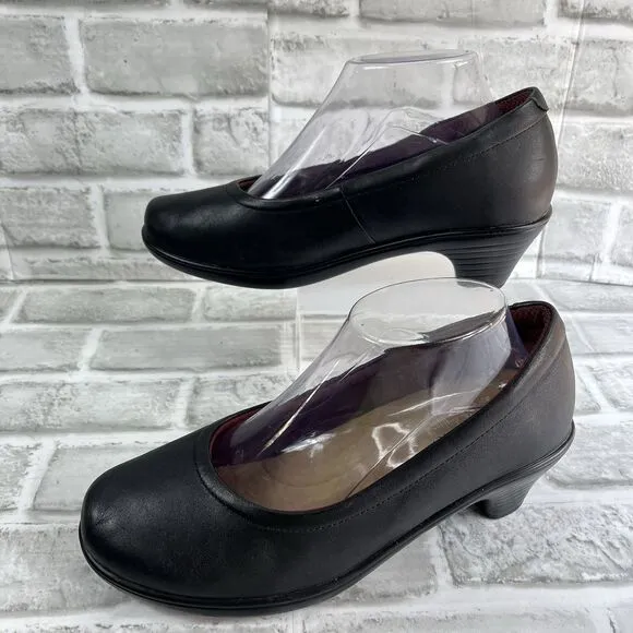 Orthofeet Lilly Women's Size 8.5 Wide Black Leather Bioheels Max Comfort Shoes