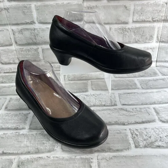 Orthofeet Lilly Women's Size 8.5 Wide Black Leather Bioheels Max Comfort Shoes