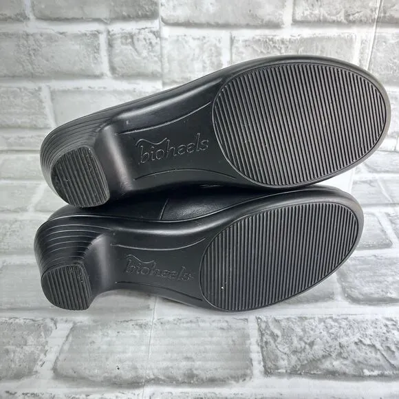 Orthofeet Lilly Women's Size 8.5 Wide Black Leather Bioheels Max Comfort Shoes
