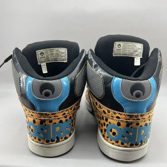Osiris NYC 83 Cheetah Print Blue Sneakers Men Size 12 Skateboard High Top Shoes