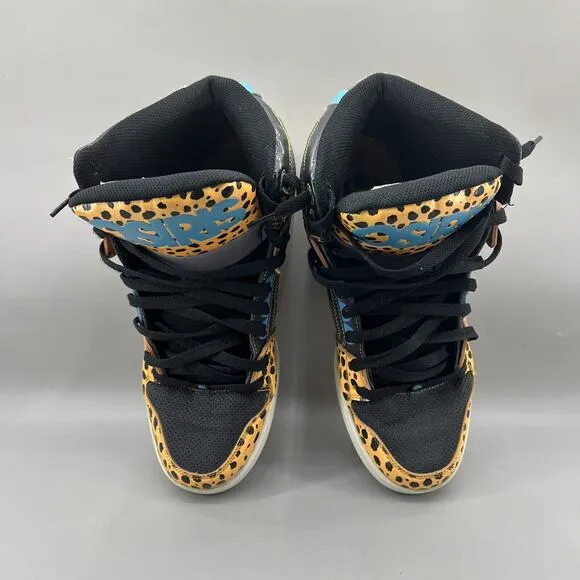 Osiris NYC 83 Cheetah Print Blue Sneakers Men Size 12 Skateboard High Top Shoes