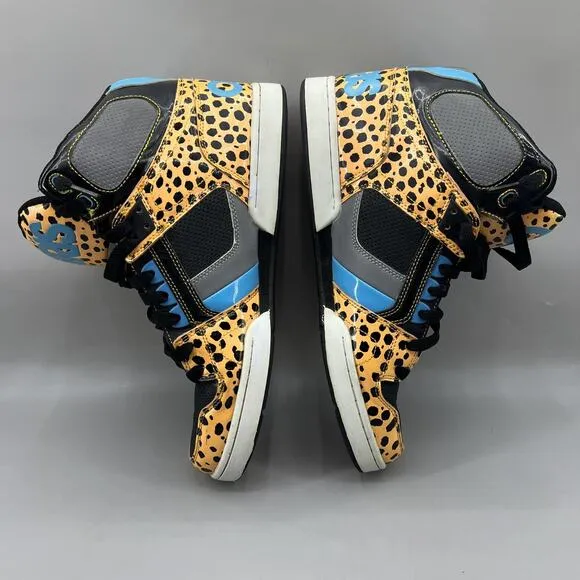 Osiris NYC 83 Cheetah Print Blue Sneakers Men Size 12 Skateboard High Top Shoes