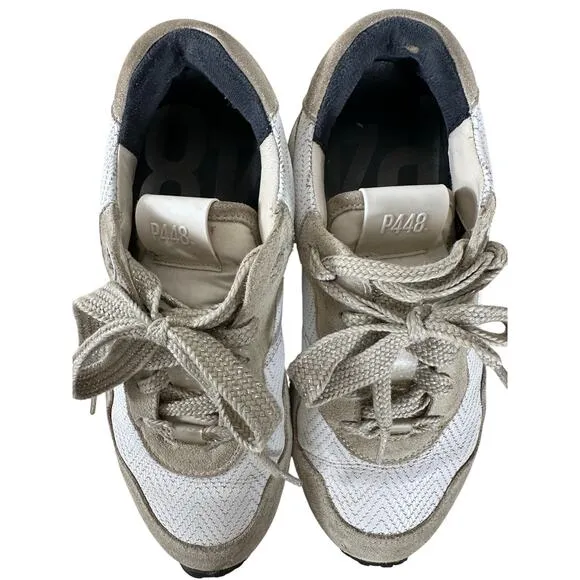 P448 Cancun Sneakers Women Low Top Metallic Rafia Athletic Shoes EU38 US7.5-8