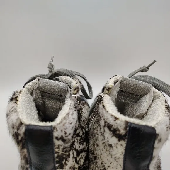 P448 Cow Print Star High-Top Sneaker Zipper Shoes Women's 40 EU 9.5-10 US