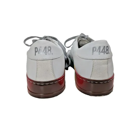P448 Jack Pride Womens W12 M10 EU 43 Shoes White Rainbow Sole Lace Up Low Top